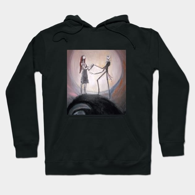 jack and sally Hoodie by Mike Nesloney Art